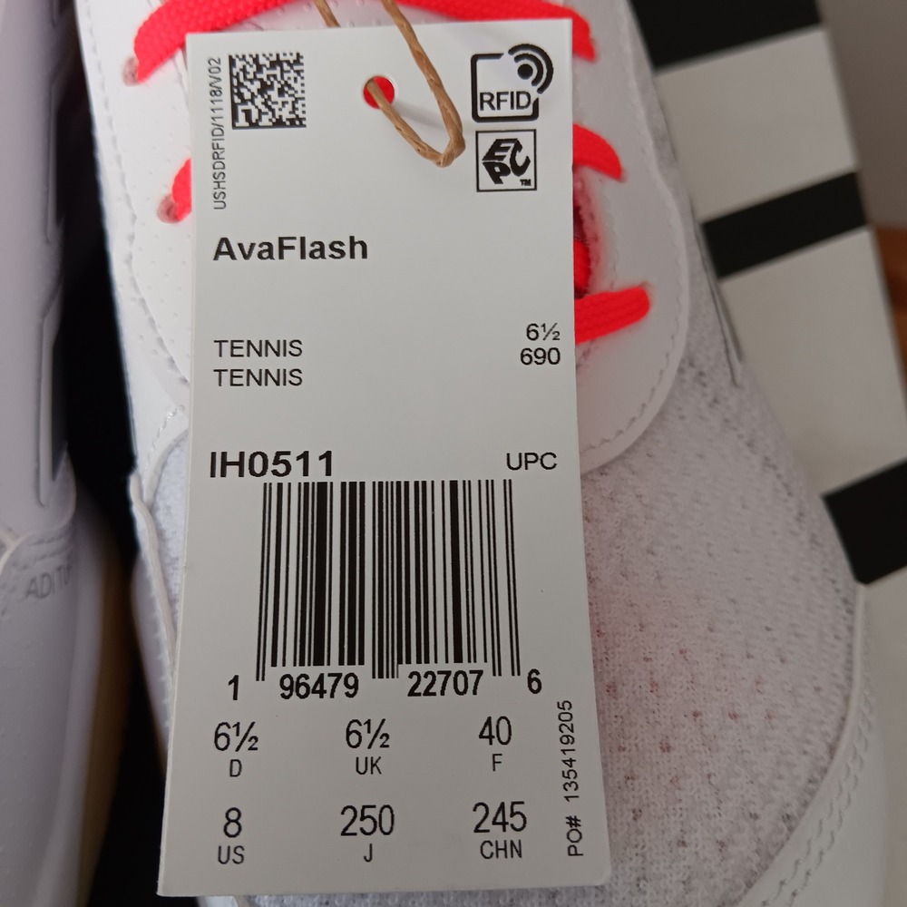 Adidas AvaFlash Tennis Shoes Womens 8 White Orange NEW IH0511 Sneakers - Picture 3 of 8